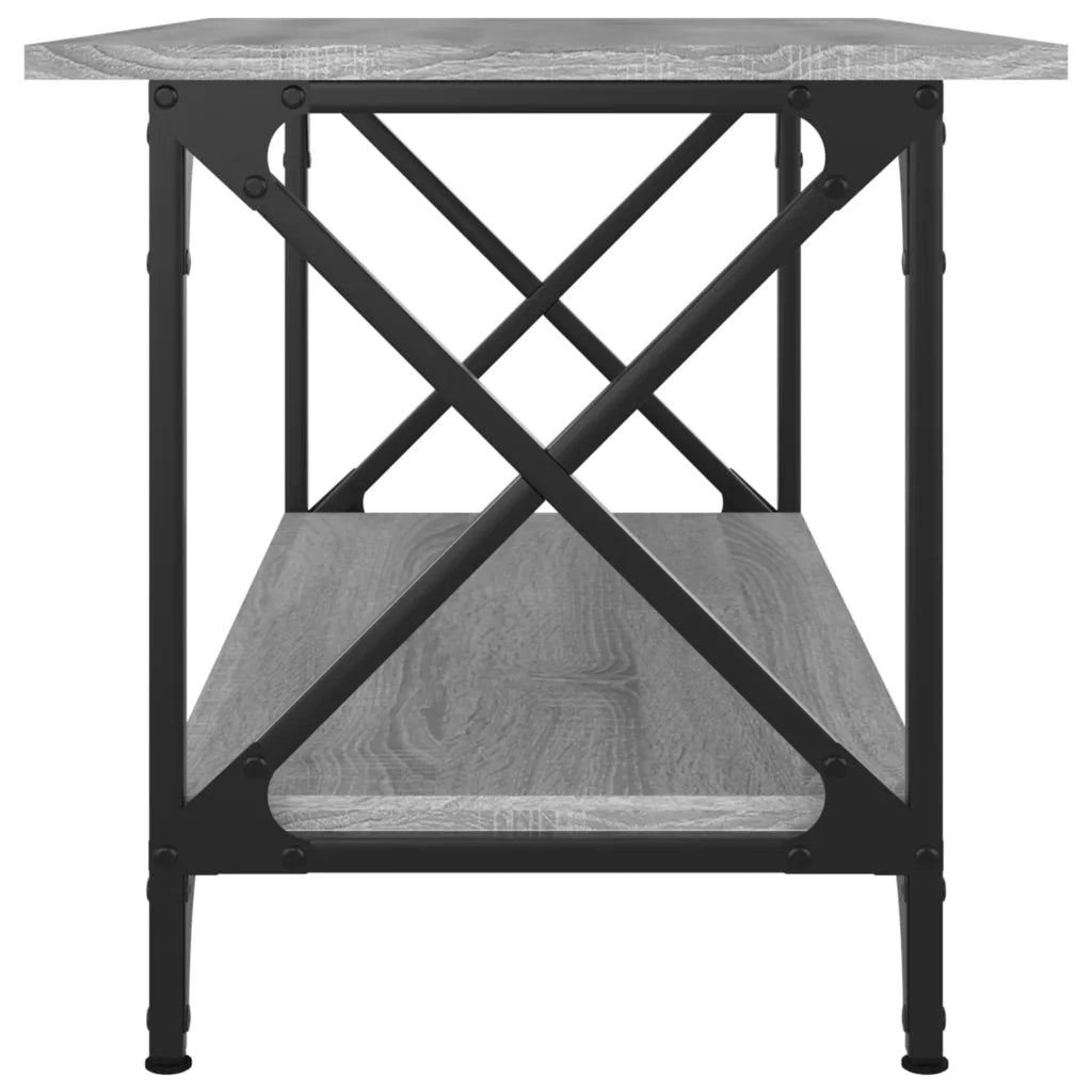 Tavolino Grigio Sonoma 80x45x45cm in Legno Multistrato e Ferro cod mxl 29779