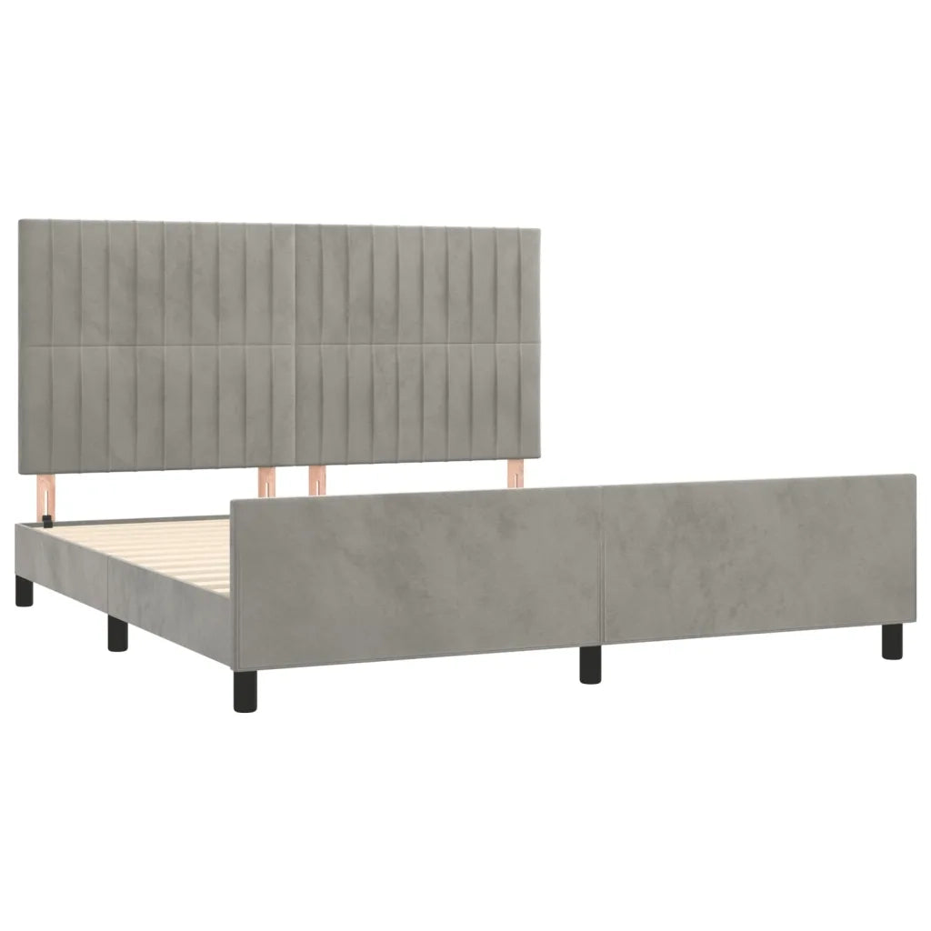 Giroletto con Testiera Grigio Chiaro 180x200 cm in Velluto cod mxl 60598