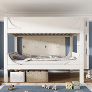 Letto a castello separabile 90x200 cm bianco con scala reversibile e design a slitta