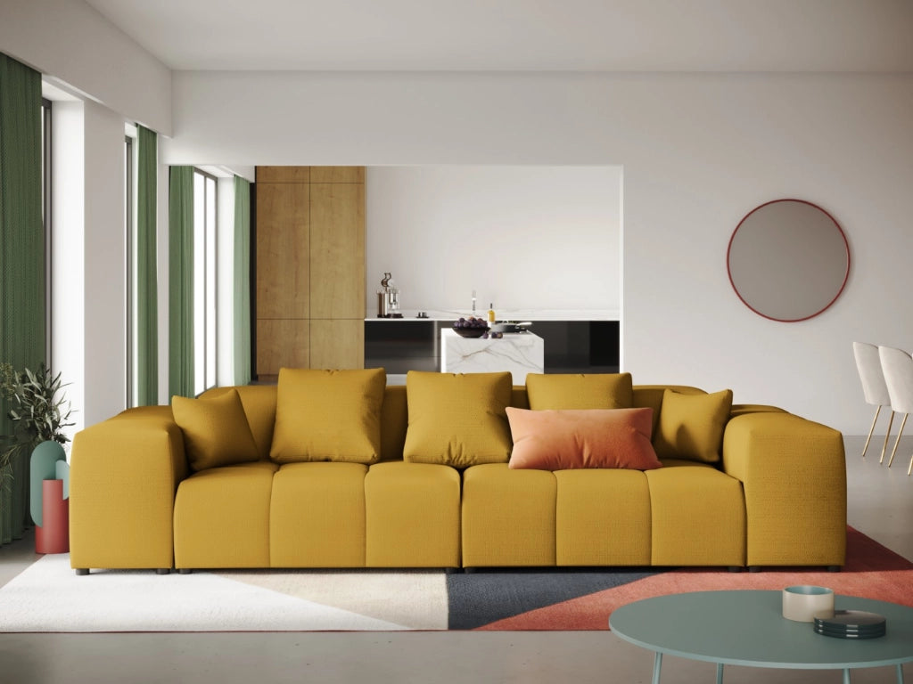 Cosmopolitan Design - Divano modulare "Rome" 3 posti in tessuto strutturato giallo 