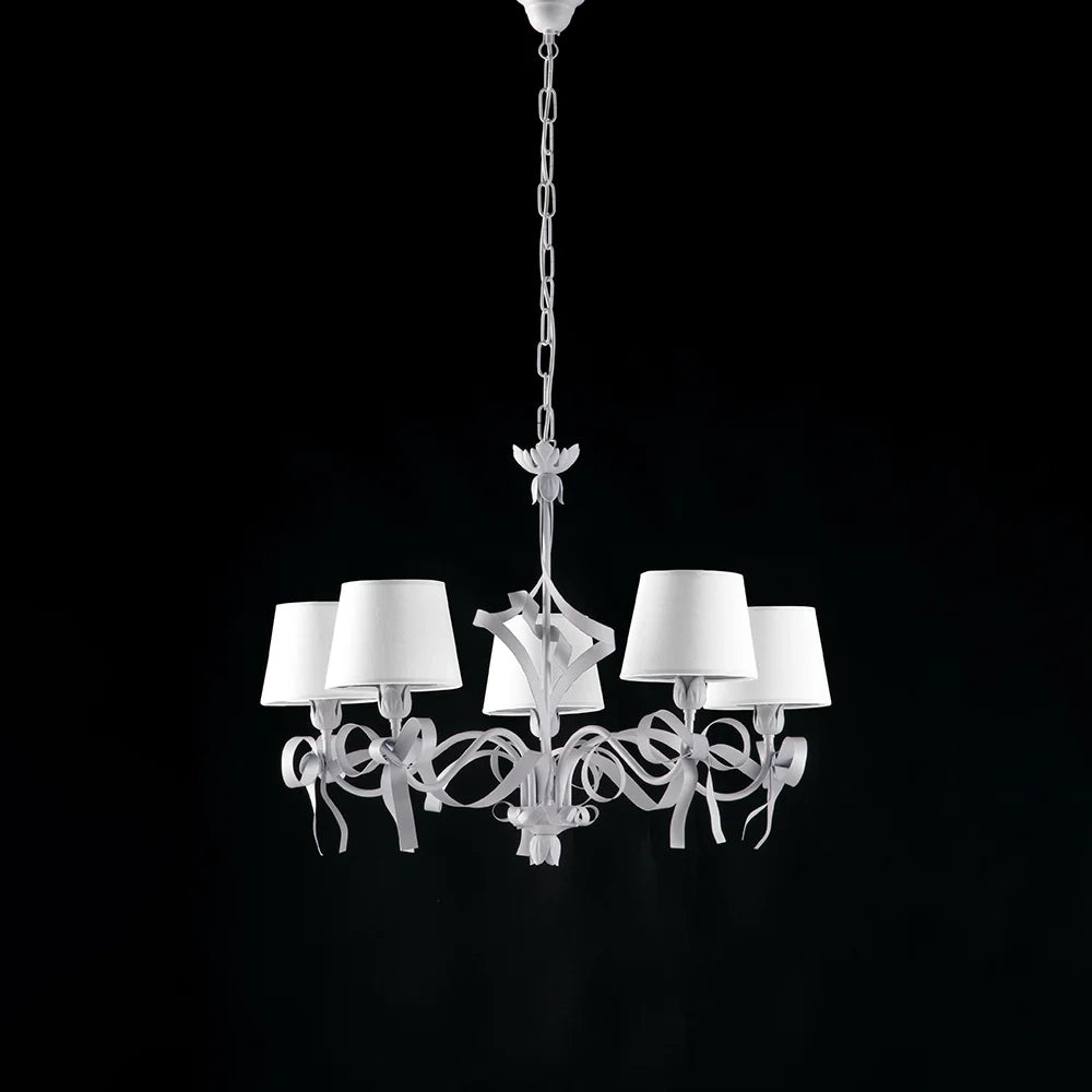 Lampadario Shabby Chic Lucy 5 Luci Bianco LuceArt Classic