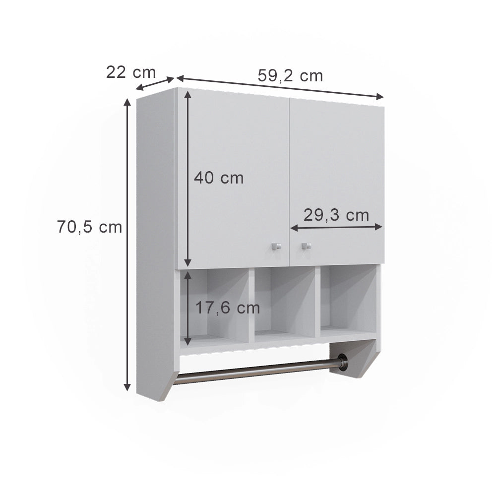 Vicco Mobile bagno Bianco 59.2 x 70.5 cm Pensile a 2 ante