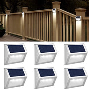 Lampade Solari per Esterni – Lampade Solari per Terrazza Impermeabili – Illuminazione per Recinzione, Giardino, Terrazza, Scale e Muro – 3LED Luce Fredda – 6 Pack
