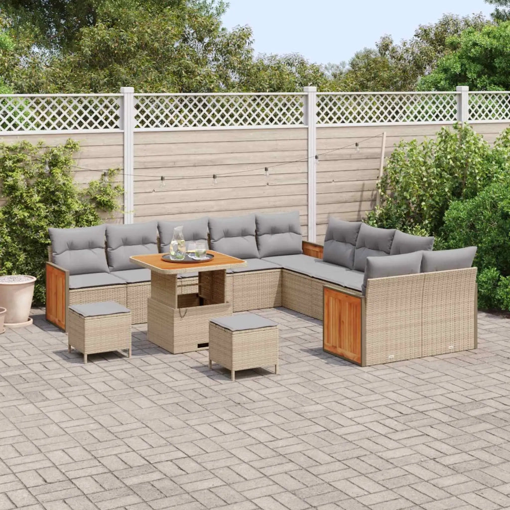 Set Divano da Giardino con cuscino 13 pcs Beige e Grigio Chiaro 3363232