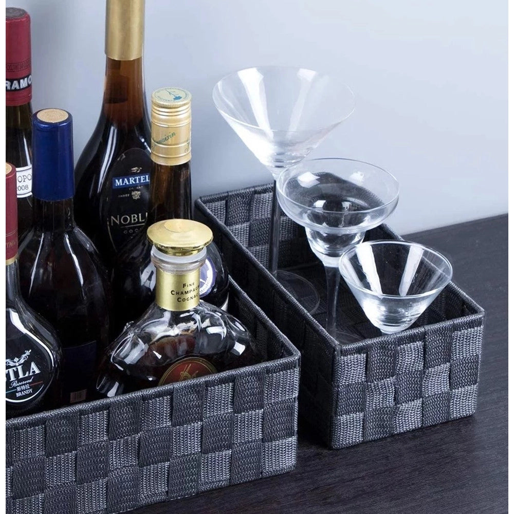 Trade Shop - Set 6 Pz Scatola In Tessuto Organizer Scaffali Porta Oggetti Grigio Scuro 79068 -