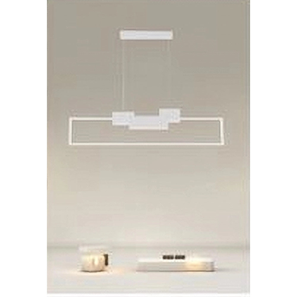 Trade Shop - Lampadario A Sospensione Led 42w Rettangolare Design Moderno Bianco Luce Fredda 71578 -