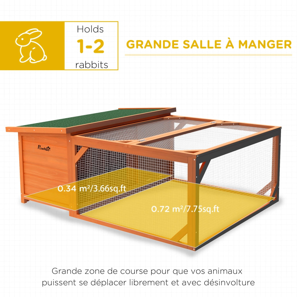 Gabbia per conigli da esterno ¨C zephmum ¨C 125.5x100x49 cm, legno, arancione