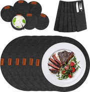 Set di 18 piatti di protezione per tavolo in velluto, lavabile, resistente al calore, piedini di vetro, sacchetti per posate, antiscivolo, per uso domestico, cucina, ristorante, hotel, 34 x 34 cm, antracite