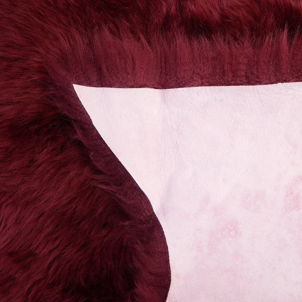 Pelle di montone rosso chiaro 65 x 110 cm naturale a Pelo Lungo in stile rustico