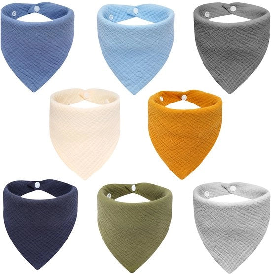 Set di fasci per neonati e bambini, 8 pezzi, fasci morbidi a doppia imbottitura, con 2 spille regolabili per neonati e bambini in età prescolare - Blu