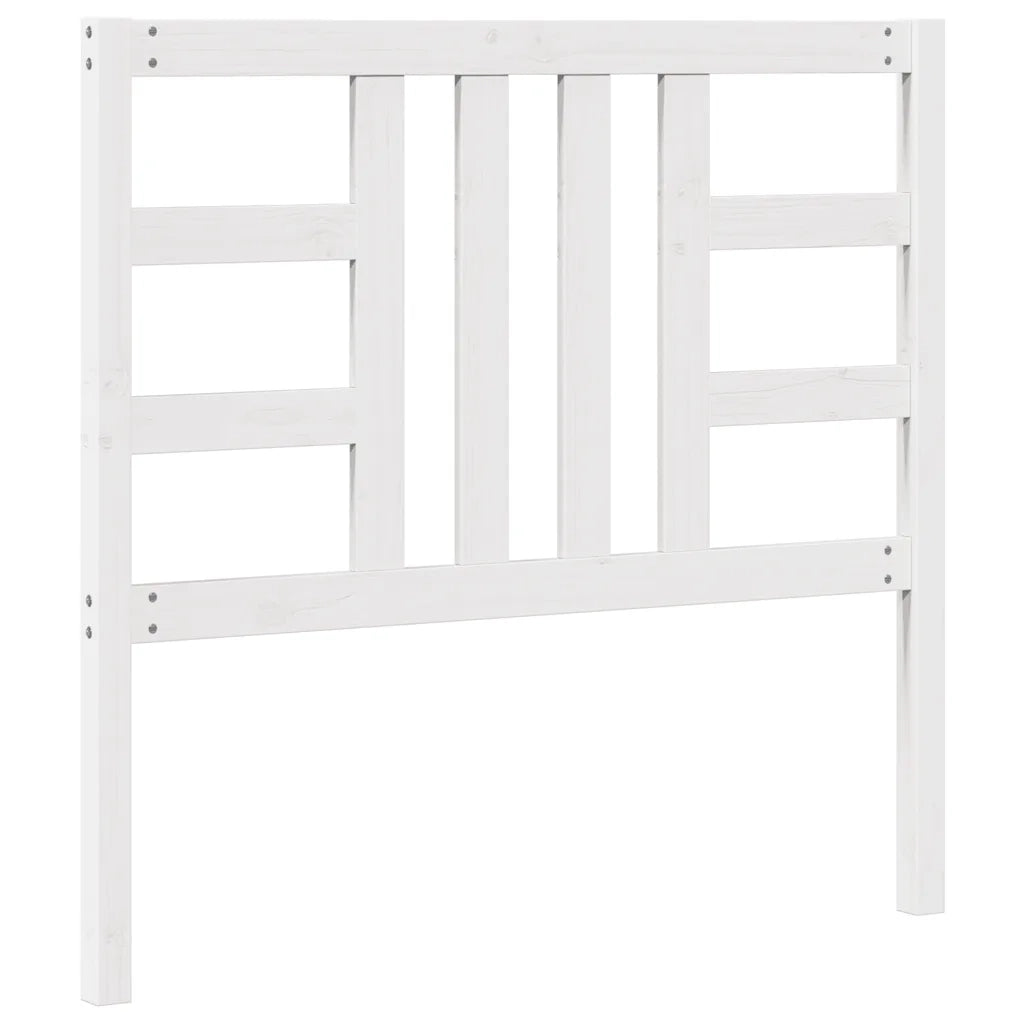 Testiera per Letto Bianca 106x4x100 cm Legno Massello di Pino 817826