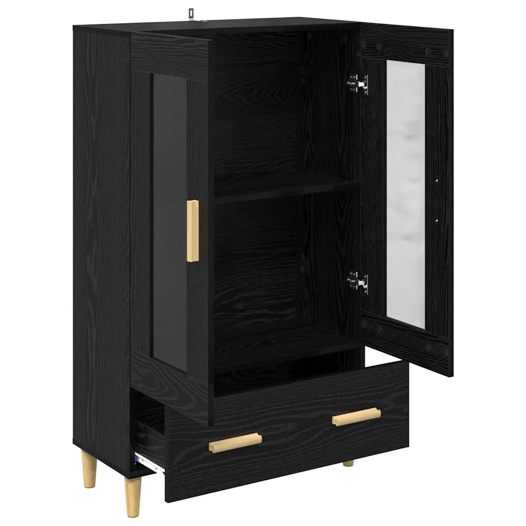 Credenza | Madia | Buffet da pranzo | Armadio da pranzo Rovere Nero 70 x 31 x 115 cm Legno multistrato