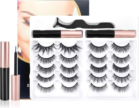Magnetizzanti occhi 3D naturali - Rinnovabili e impermeabili - 10 paia con eyeliner