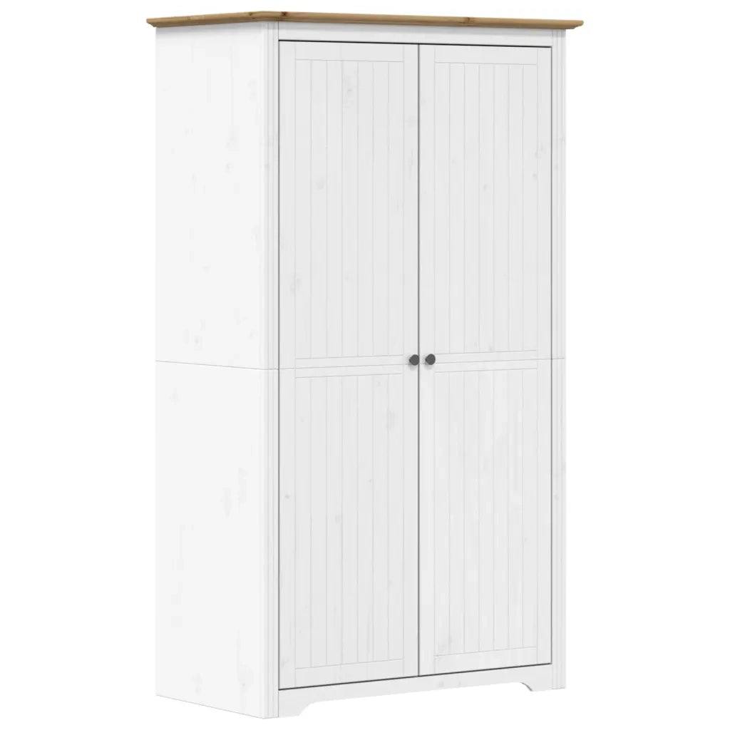 Armadio BODO 99x53,5x173 cm Legno Massello Pino Bianco Marrone 355060