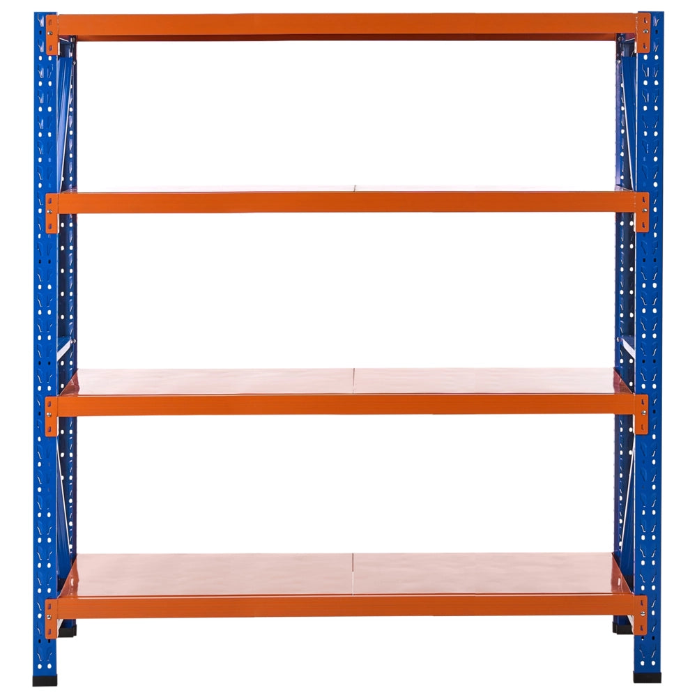 Scaffale moderno in metallo per esterni 4 ripiani arancione e blu 200 cm giardino garage