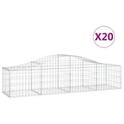 Cestini gabbioni recinzione a gabbia muro di contenimento ad arco 20 pezzi 200 x 50 x 40/60 cm ferro zincato argento 02_0040611