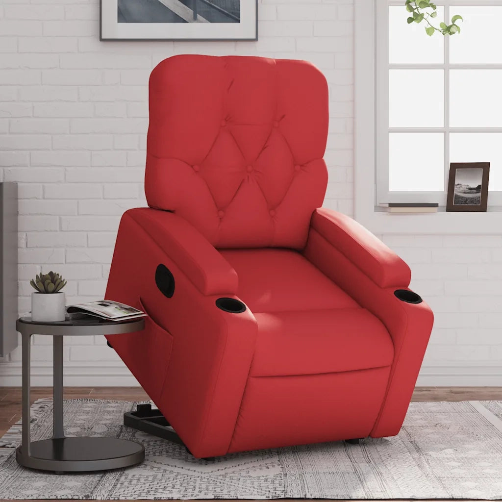 Poltrona Alzapersona Reclinabile Rosso in Similpelle