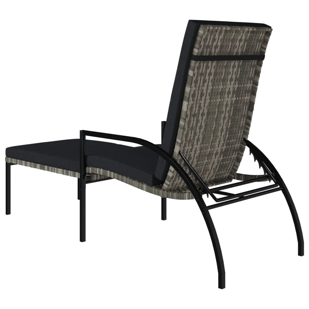 Lettino Prendisole con Poggiapiedi in Rattan PE Grigio 317630