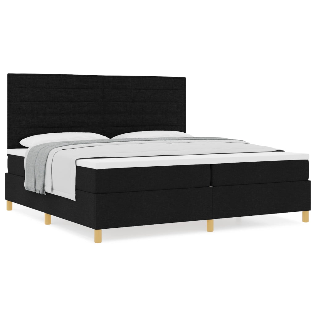 Letto Box Spring con Materasso Nero 200x200 cm Tessuto