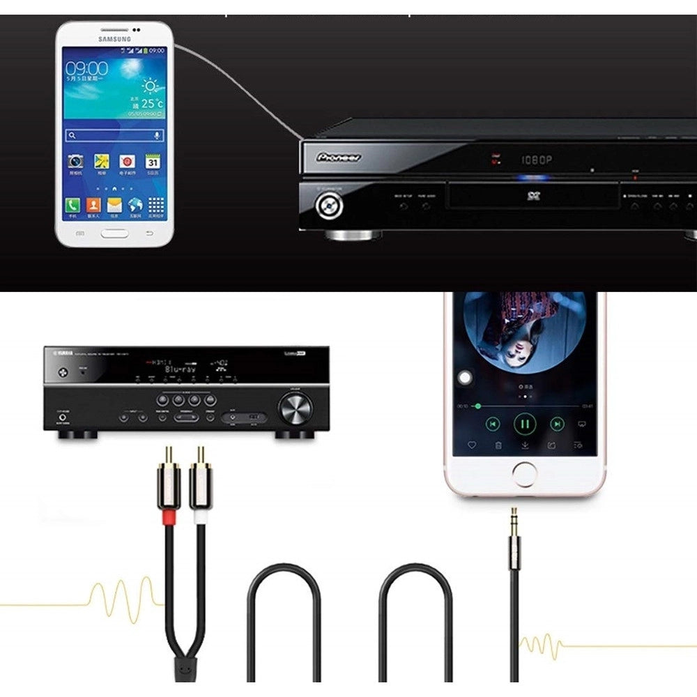 Trade Shop - Cavo Audio Da Aux 3,5mm A 2xrca Maschio Stereo Adattatore 1.5mt 4d Sound Aux-r01 -