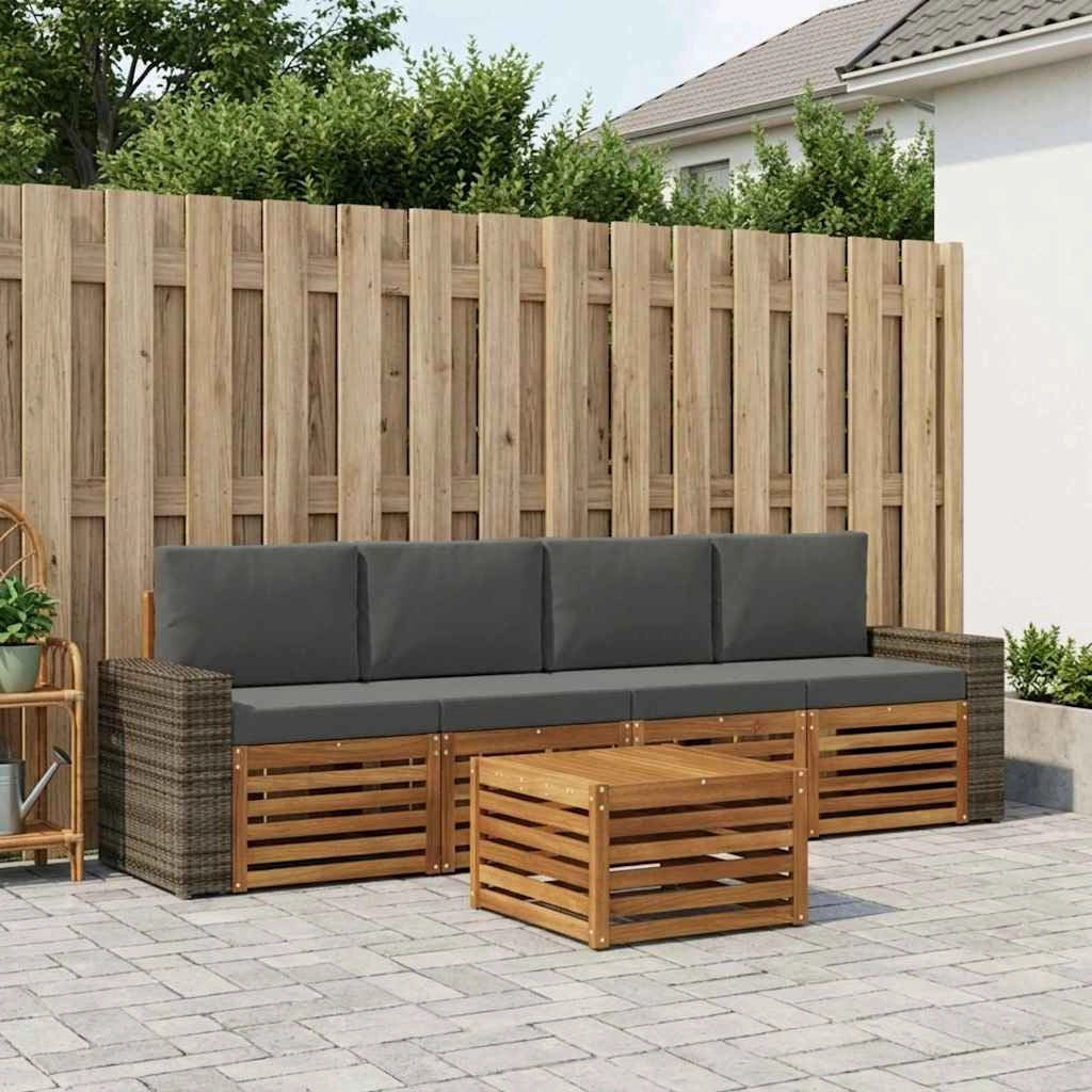 Set di divani da esterno 5 pz Naturale e Antracite 3384008