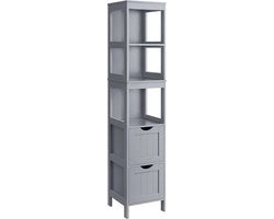Cassettone Bagno - Sottile Stante - Grigio Cenere - MDF Materiale - 30cm x 30cm x 141.5cm - Peso 13.1kg