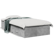 Letto singolo | Letto per adulti | Giroletto Cassetti Grigio Cemento 75x190 cm Legno Multistrato