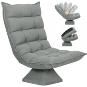 Poltrona Relax Girevole 360¡ã con Schienale Regolabile in 5 Posizioni in Tessuto Effetto Velluto. Grigio Chiaro