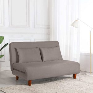 Divano Letto 2 Posti 146x91x82 cm in Tessuto Tortora Scuro