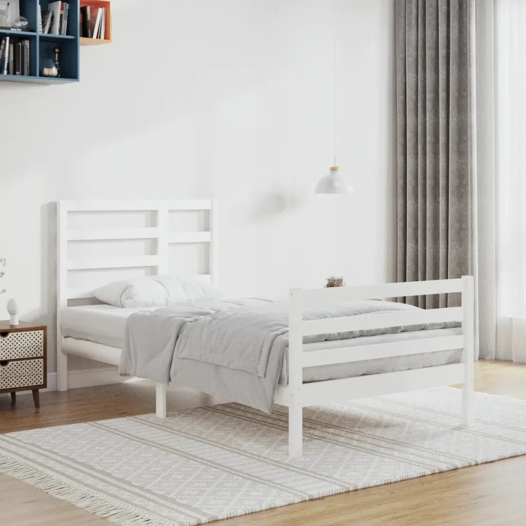 Giroletto-Struttura Letto Bianco in Legno Massello 90x200 cm 297747