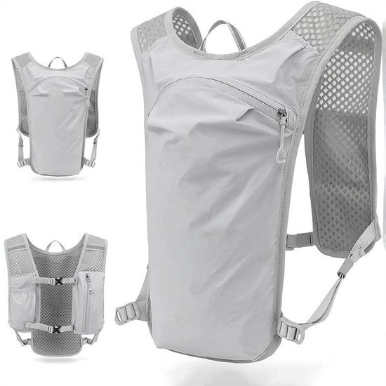 Zak da Hydratazione per Escursionismo - Borsa leggera e isolata - Inclusa borraccia da 1,5L - Adatta per camminare, trail running, mountain bike, maratoni e trekking - Grigio