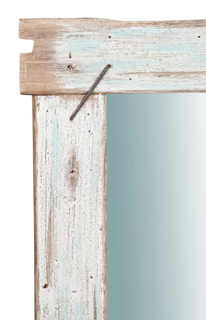 Biscottini Specchio da parete in legno massello L90xPR3,5xH90 cm. effetto antico dipinto