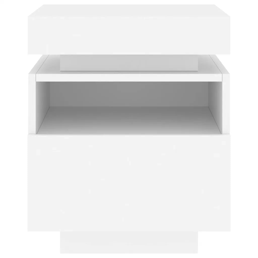 Set di 2 Comodini | Armadio da Notte | Mobiletto da notte con Luci LED Bianchi 40x39x48,5 cm