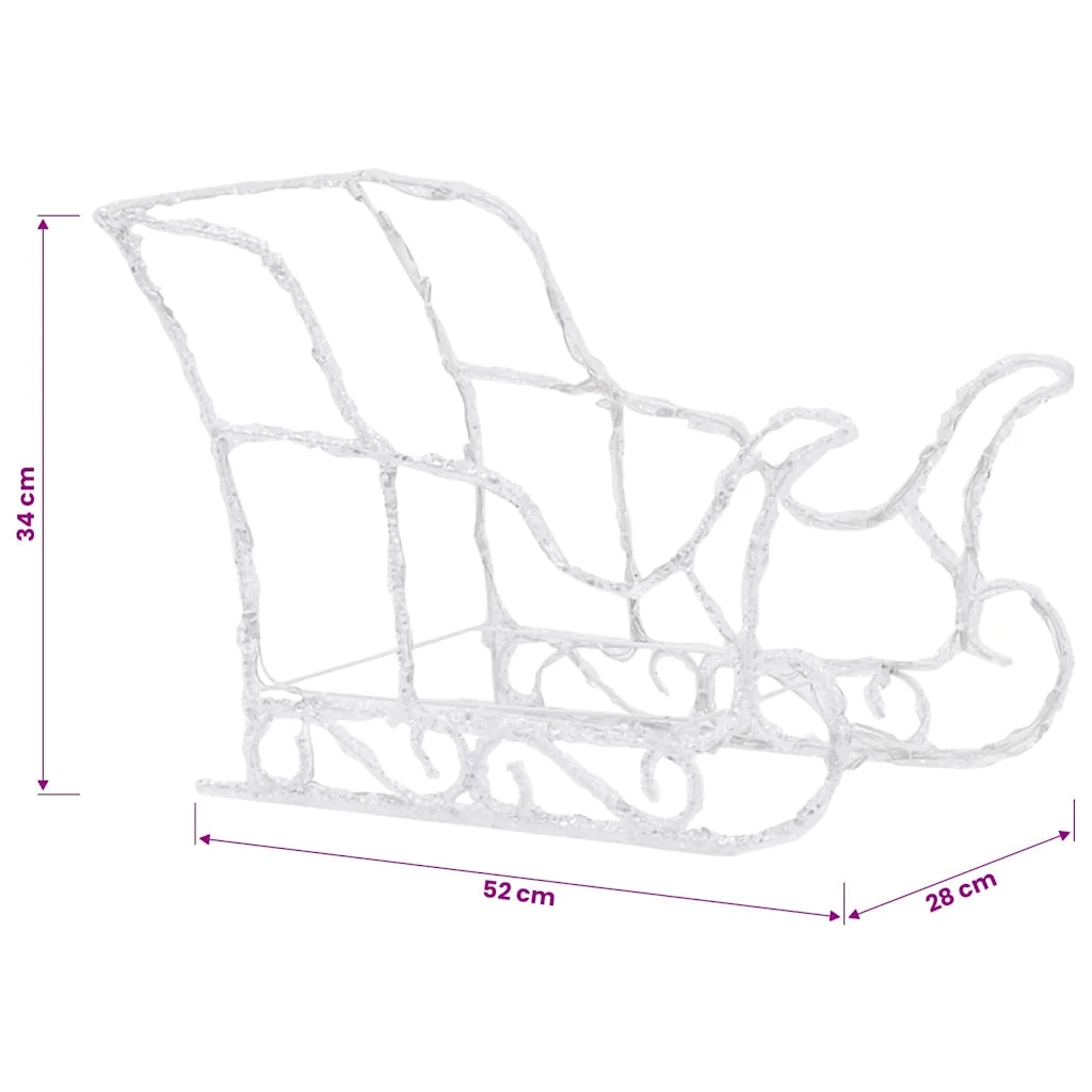 Decorazione Natalizia Renne e Slitta 280x28x55 cm in Acrilico 328524