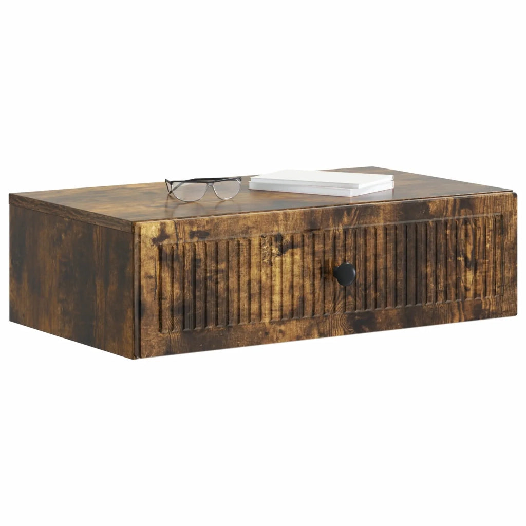 Tavolino da Parete Laterale Rovere Fumo 59 x 34,5 x 17 cm