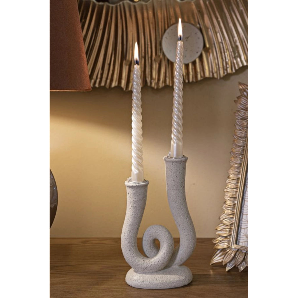 Portacandela VKH746, Beige, Poliresina, 12x7x20 cm