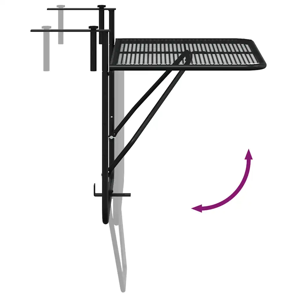 Tavolo da Balcone Nero 60x40 cm in Acciaio cod mxl 52082