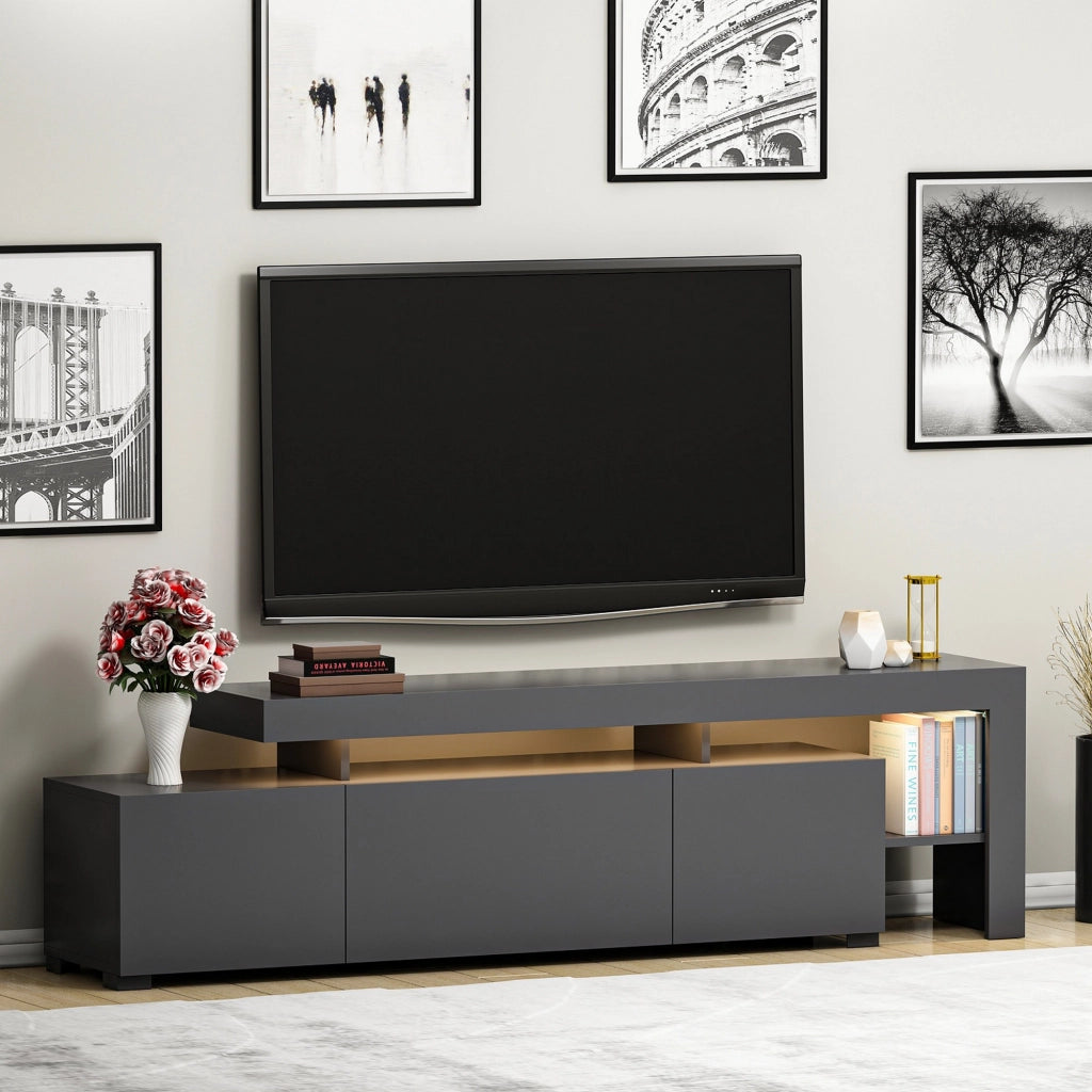 Trasacco, Mobile Porta tv un Ripiano, 192x37x53h cm Nero Antracite