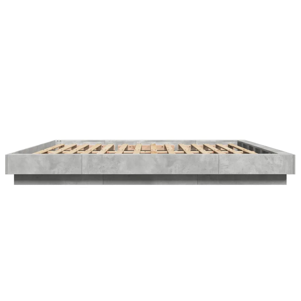 Letto matrimoniale | Letto per adulti | Giroletto Luci LED Grigio Cemento 180x200 cm Legno Multistrato
