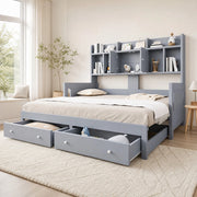 Divano letto estraibile multifunzione 90x190 cm in legno; grigio