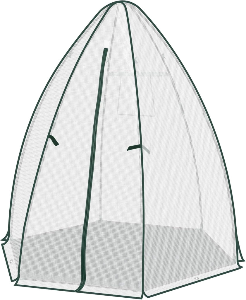 Serra, Tenda di Coltivazione, Mini Serra, 130gsm PE Isolante Piccola Serra Semi-Traslucida con Porte a Zip e Telo di Fondo per Giardino, Patio, Esterno, 160x160x180cm, Verde