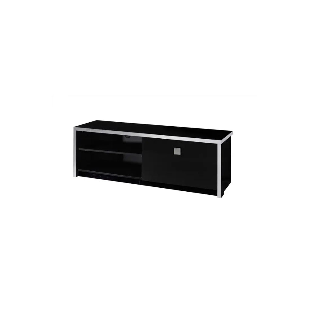 Mobile TV LYON – Design nero lucido e metallo – L150 x H51 x P42 cm