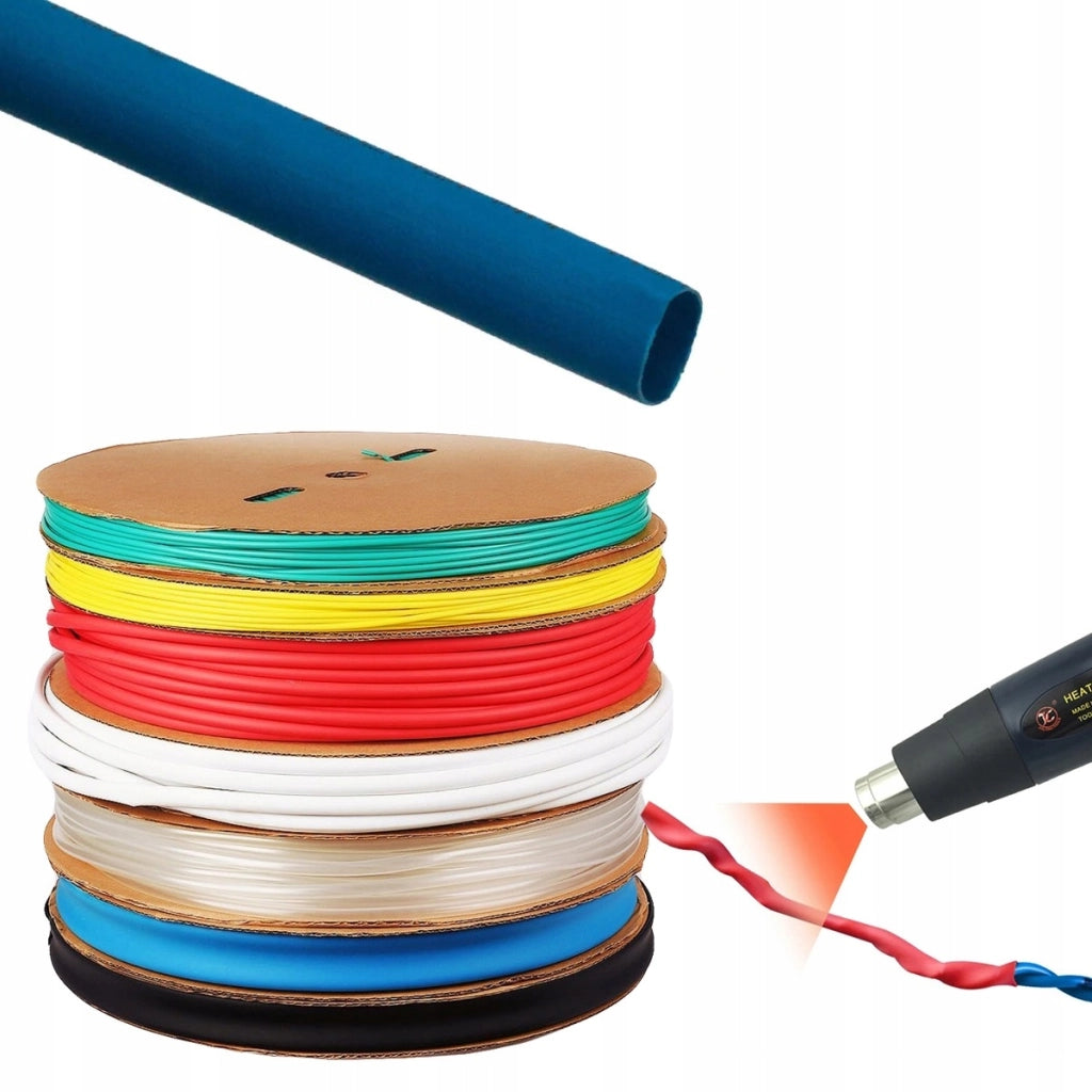 Tubo Termorestringente Blu 35mm 1m – Flessibile e Autoestinguente | Riduzione 2:1, Resistente UV, Impermeabile