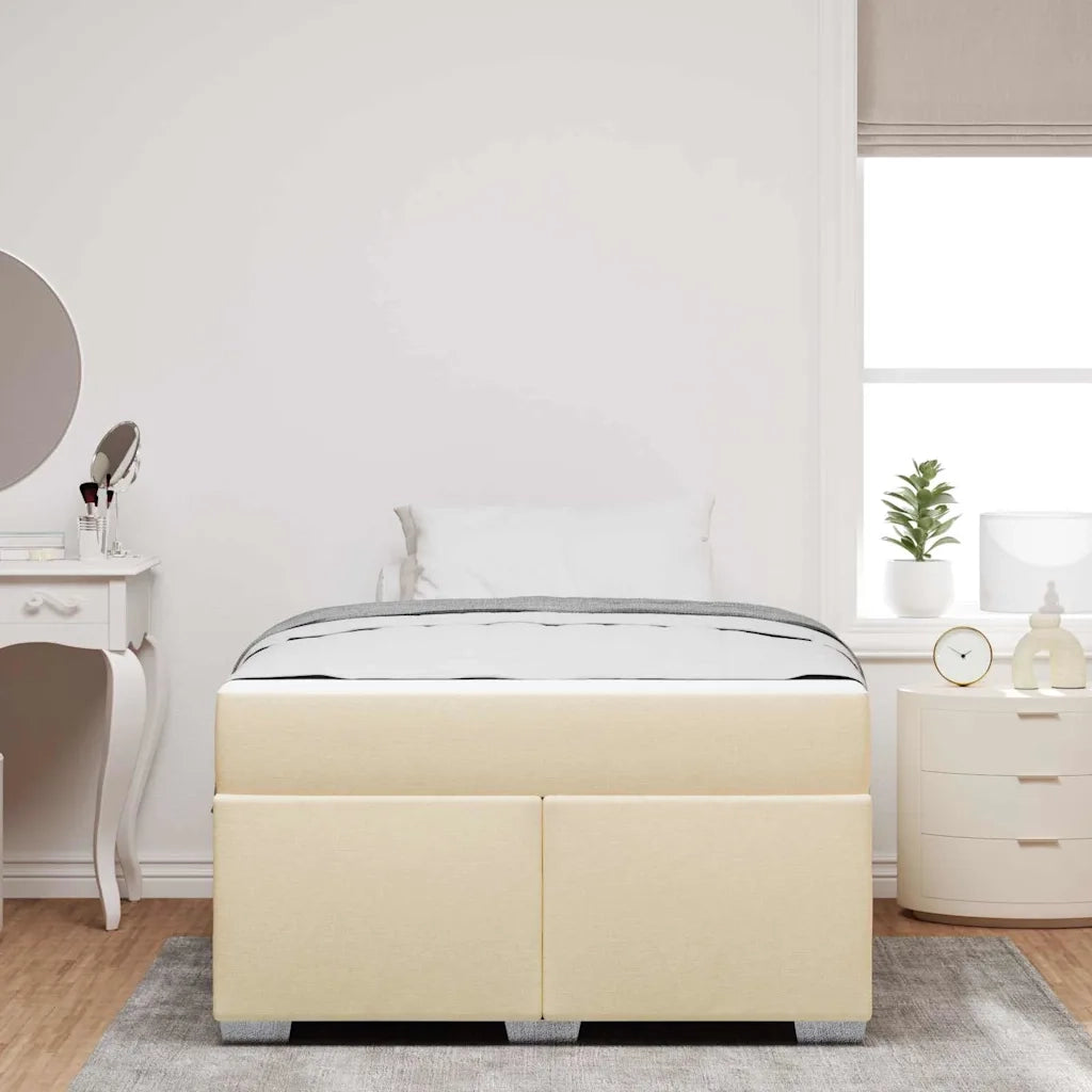 Struttura del letto con materasso Crema 120 x 190 cm Tessuto