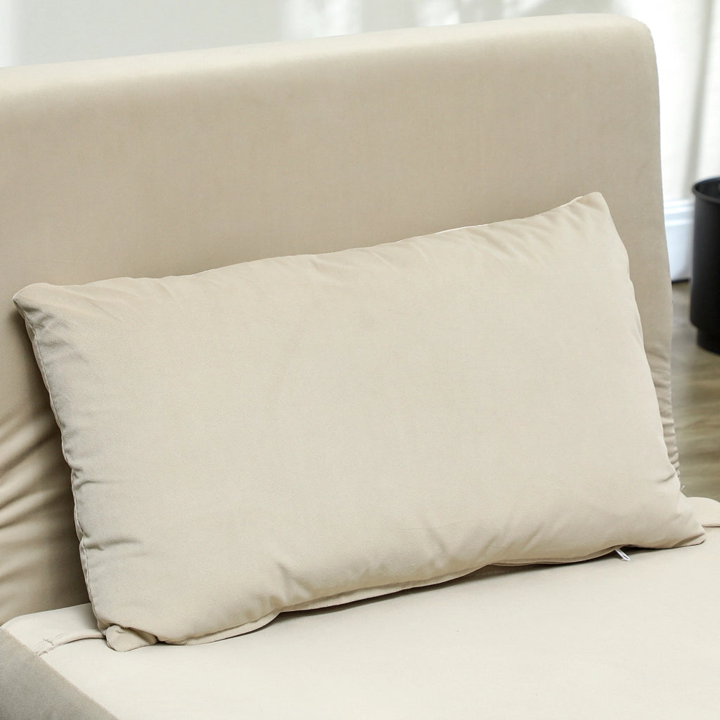 POLTRONA LETTO 72x78x79 cm in velluto beige, schienale regolabile