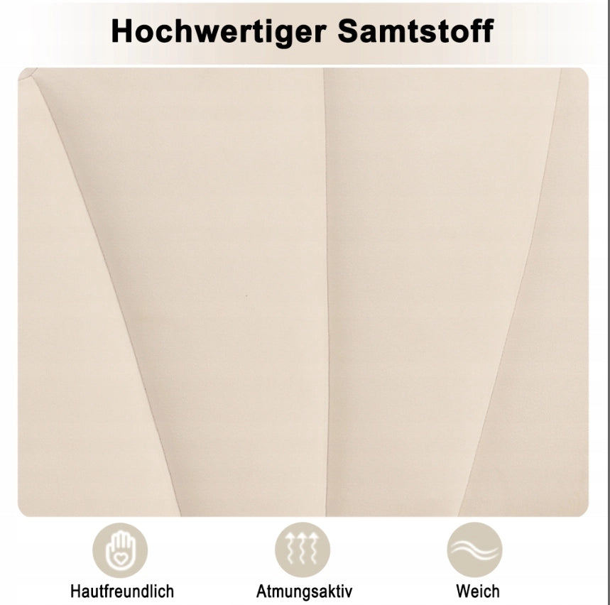 Letto matrimoniale 140x200cm - Xylo - Beige con gambe dorate e struttura