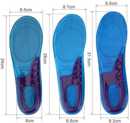 Inlegzoli ortopedici con gel antiscivolo - Silenziosi e comodi - Adatti alle gambe - Realizzati con silicone di alta qualità e tessuto vellutato