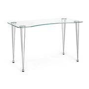 Scrivania in Vetro Temperato con Gambe in Acciaio Cromato - RADIANCE