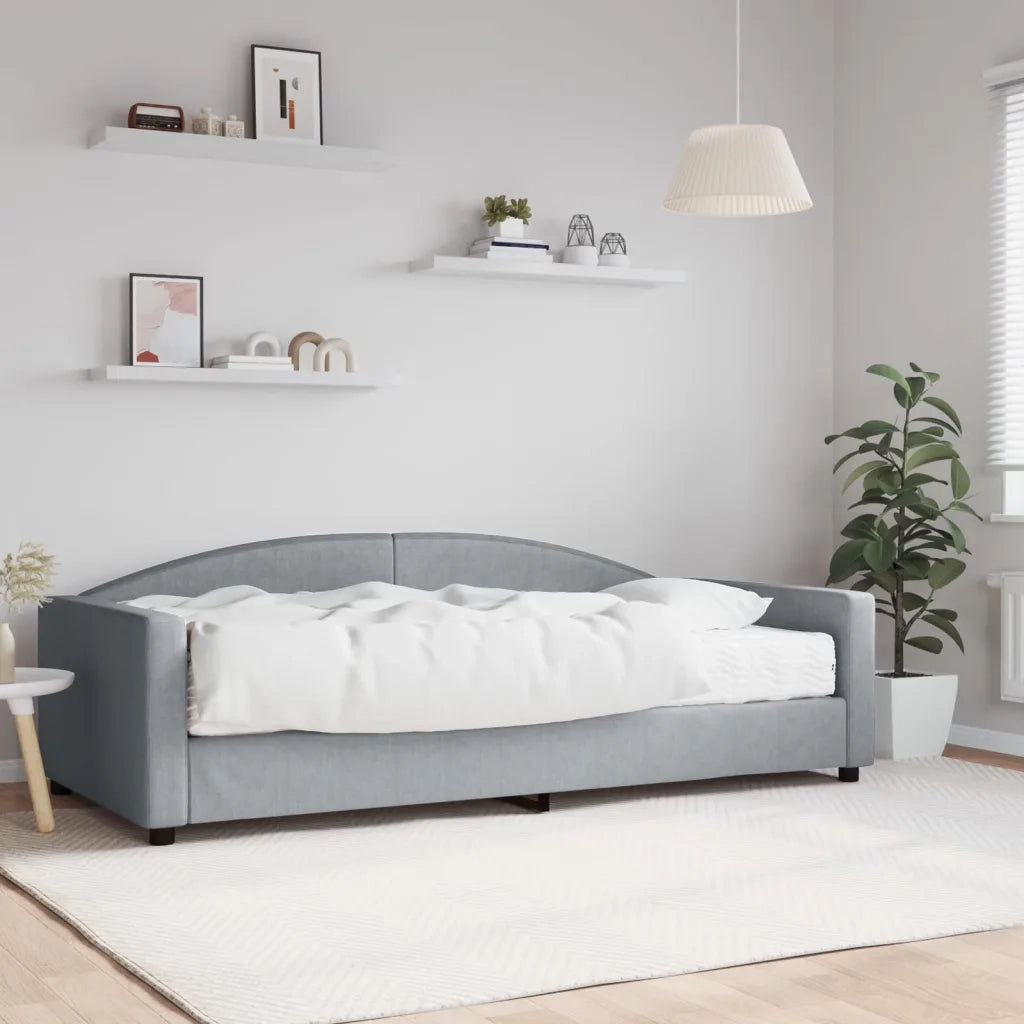 Divano letto | Sof¨¤ letto | Letto singolo con Materasso Grigio Chiaro 100x200 cm in Tessuto