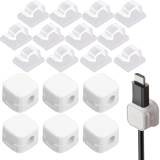 Sistema di Gestione dei Cavi Magnetici - Organizzatore dei Cavi - Bianco - 6 pezzi e 12 contenitori